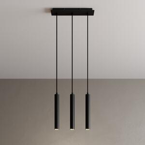 Arcchio Lampă suspendată LED Franka, 3 becuri, lung, negru, aluminiu, Negru, Camera de zi / sufragerie, Metal, Modern