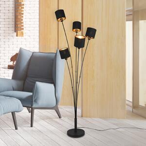 Lampă de podea Tommy, negru/auriu, înălțime 163 cm, cu 5 lumini din