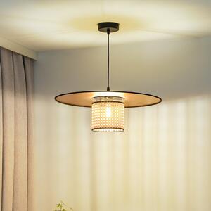 Suspensie Euluna Manila, auriu, rattan, Ø 50 cm