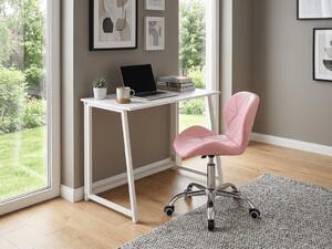 Set pentru birou ZARIMO masa 80x40 cm, alb + scaun AVOLA din piele ecologica, roz