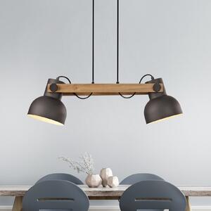 JUST LIGHT. GmbH DOAR LUMINĂ. Lampă suspendată Cup 2.0, 2 lumini, negru, metal, reglabil, Negru, Camera de zi / sufragerie, Metal, Design industrial