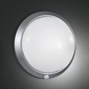 Fabas Luce Aplică de exterior Armilla, argintiu, detector mișcare, Ø 30 cm, Gri, Hol, Plastic