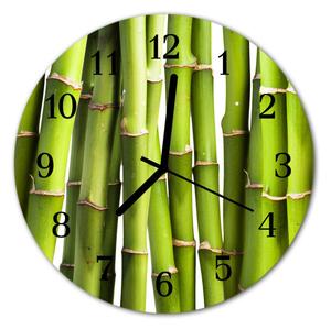 Ceas de perete din sticla rotund Bambus Bamboo Green