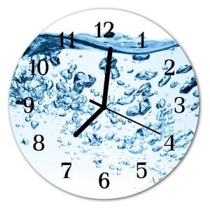 Ceas de perete din sticla rotund Blue Water Water