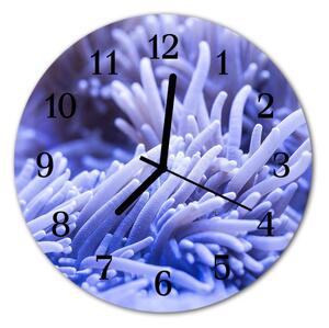 Ceas de perete din sticla rotund Anemone Animale Albastru