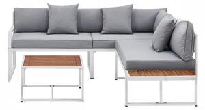 Juskys Set de grădină din metal St. Tropez - alb/cuşete gri