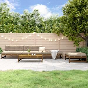 Set mobilier relaxare grădină 5 piese maro miere lemn masiv pin