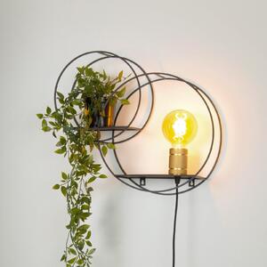 Lucide Aplică de perete Circle, negru, 38 cm, E27, Negru, Camera de zi / sufragerie, Metal