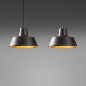 Saglam 3738 lampă suspendată, negru / auriu, metal, 2 becuri