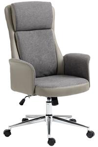 Scaun de birou elegant Vinsetto din 2 tesaturi, scaun ergonomic reglabil pe inaltime cu roti pivotante, 65x72x108-118cm, gri | Aosom RO