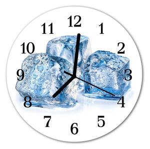 Ceas de perete din sticla rotund Ice Cream Blue Ice