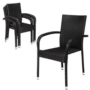 Deuba Scaune de ratan Comfort 4 buc - negru