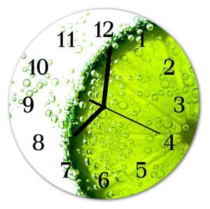 Ceas de perete din sticla rotund Lime Green Fruit