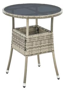 Juskys Masa rotundă Yoro din ratan Ø60 cm - gri