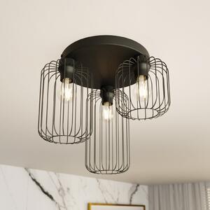Plafonieră Barn, 3 becuri, Ø 30 cm, negru, metal, E27