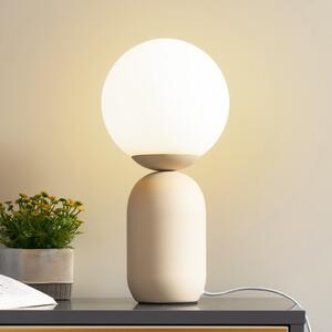 Lampă de masă Lindby Lennes, bej, sticlă, Ø 20 cm