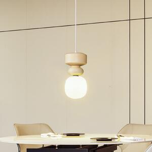 Lucande lampă suspendată Fidelo, alb/galben, sticlă, ceramică, 18 cm, reglabil, Galben, Camera de zi / sufragerie, Ceramică, Scandinavă