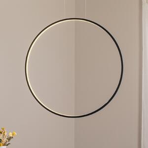 Milagro Lighting Lampă suspendată LED Saturno verticală, negru, Ø 80 cm, metal, Negru, Camera de zi / sufragerie, Aluminiu, Modern