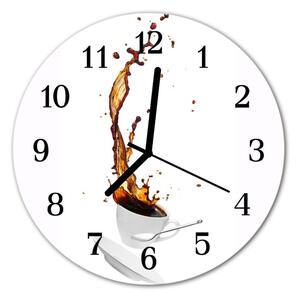Ceas de perete din sticla rotund Cafea Alimente și băuturi alb