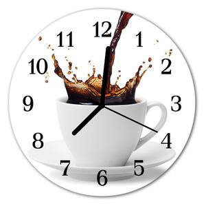 Ceas de perete din sticla rotund Cafea Alimente și băuturi alb