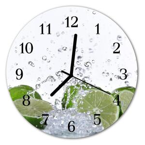Ceas de perete din sticla rotund Lime Green Fruit