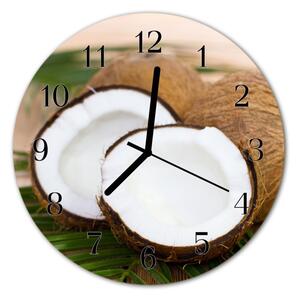 Ceas de perete din sticla rotund Nuci de cocos Alimente și băuturi Brown