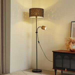 Lindby Melanie lampadar, gri, tesatura, Ø 36 cm, 2 becuri