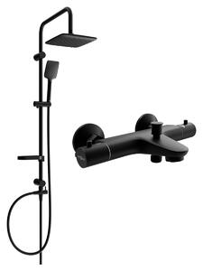 Mexen Sven, set de duș cu duș cu efect de ploaie și robinet termostatic pentru baie NOX, negru mat, 77350262-70
