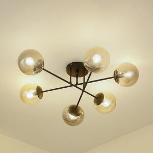 Lindby plafonieră Isamer, gri fum/ambră, Ø 80 cm, glob