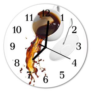 Ceas de perete din sticla rotund Cafea Alimente și băuturi alb