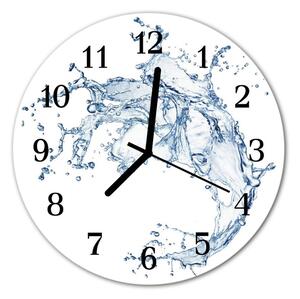 Ceas de perete din sticla rotund Blue Water Water