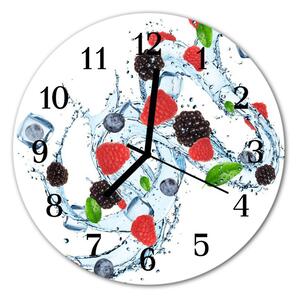 Ceas de perete din sticla rotund Fructe Ice Cream fructe Blue Ice