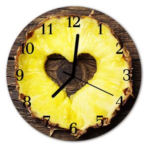 Ceas de perete din sticla rotund Ananas fructe galben