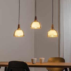 Ermo lampă suspendată, liniară, 3 becuri, alamă, lungime 81 cm, sticlă