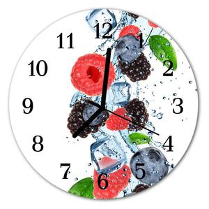 Ceas de perete din sticla rotund Fructe Ice Cream fructe Blue Ice