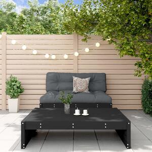 Set mobilier relaxare grădină, 2 piese, negru, lemn masiv pin