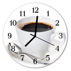 Ceas de perete din sticla rotund Cafea Alimente și băuturi alb