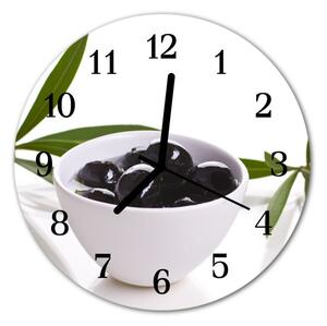 Ceas de perete din sticla rotund Măsline masline negre