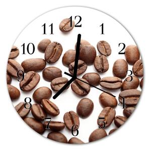 Ceas de perete din sticla rotund Boabe de cafea Alimente și băuturi Brown