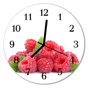 Ceas de perete din sticla rotund Zmeură de fructe roz
