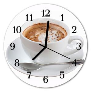 Ceas de perete din sticla rotund Cafea Alimente și băuturi alb