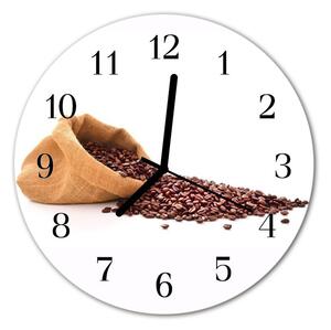 Ceas de perete din sticla rotund Boabe de cafea Alimente și băuturi Brown