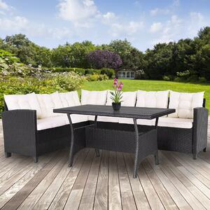 Deuba Set rattan Sedan - perne negre + albe