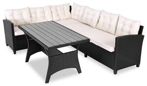 Deuba Set rattan Sedan - perne negre + albe