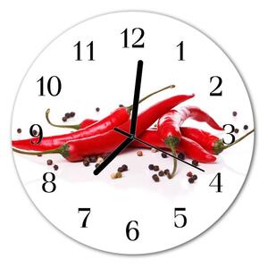 Ceas de perete din sticla rotund Chillies Alimente și băuturi alb