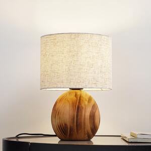 Lampă de masă Lindby Mayumi, înălțime 31 cm, lemn, material textil