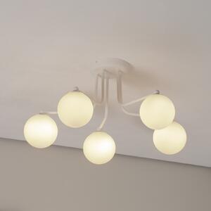 SOLLUX LIGHTING Plafonieră Astral, alb, lungime 64 cm, oțel/glass, 5 becuri., reglabil, Alb, Camera de zi / sufragerie, Sticlă, Modern