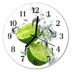 Ceas de perete din sticla rotund Lime Green Fruit