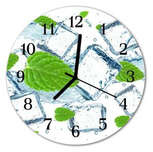 Ceas de perete din sticla rotund Ice Cream Mint Ice alb