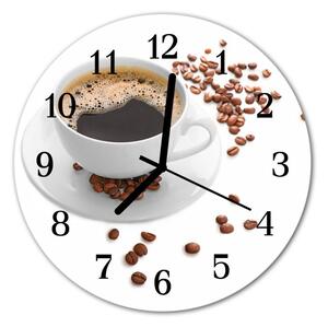 Ceas de perete din sticla rotund Cafea Alimente și băuturi alb